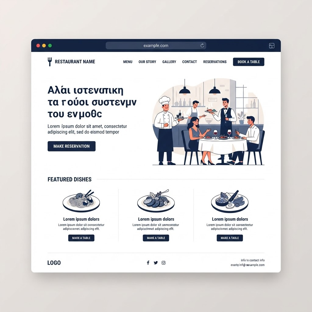 Website mockup for Restaurant & Food